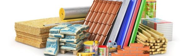 Set of construction materials and tools isolated on a white background. 3d illustration